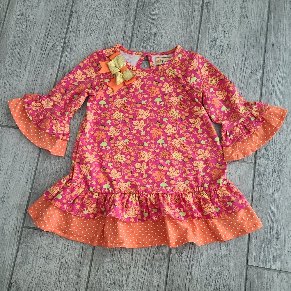 Magical Season baby girl long sleeve tunic top pink orange leaves size 18M